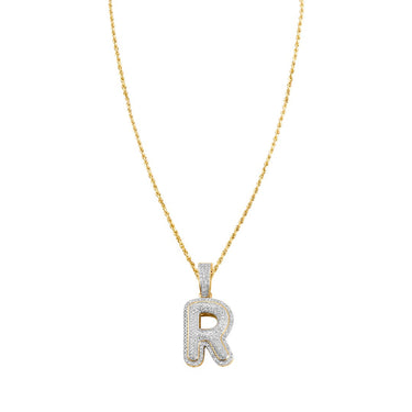 yellow diamond letter R pendant